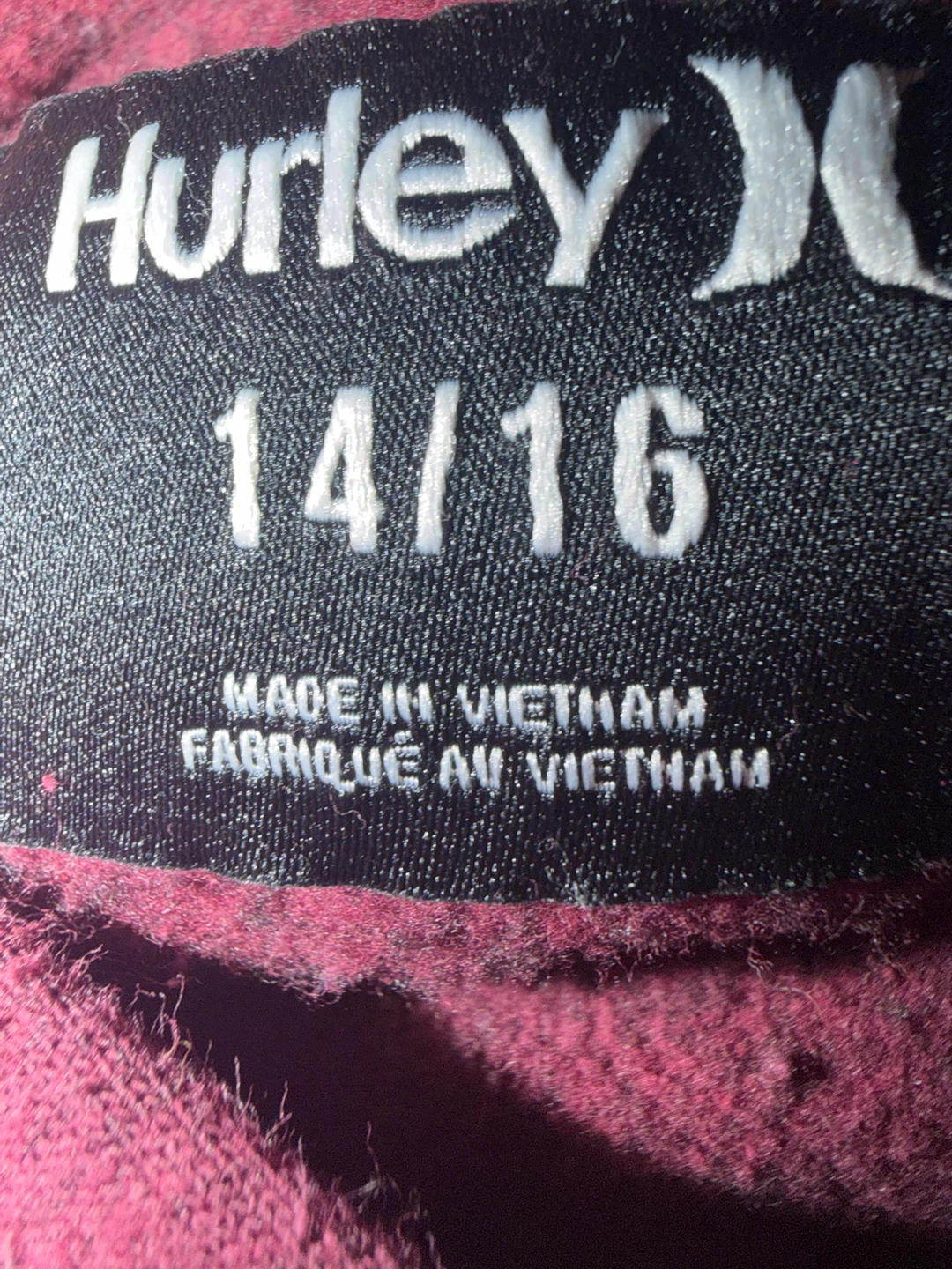 Hurley Youth Hoodie Burgundy Size 14/16 - photo 3