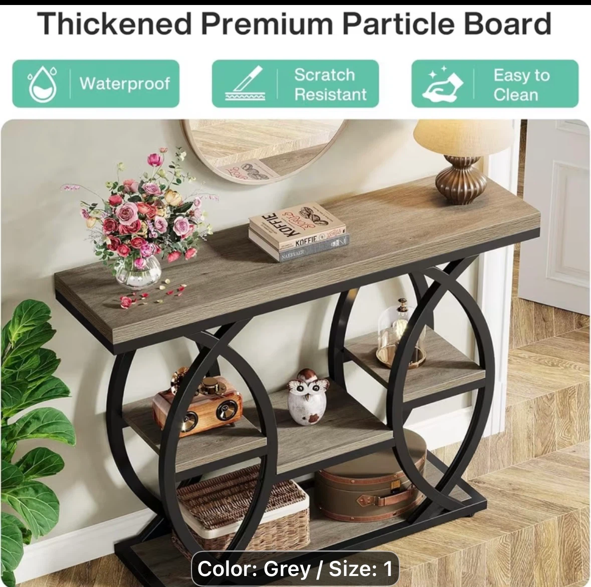 Modern Geometric Console Table – Grey - photo 2