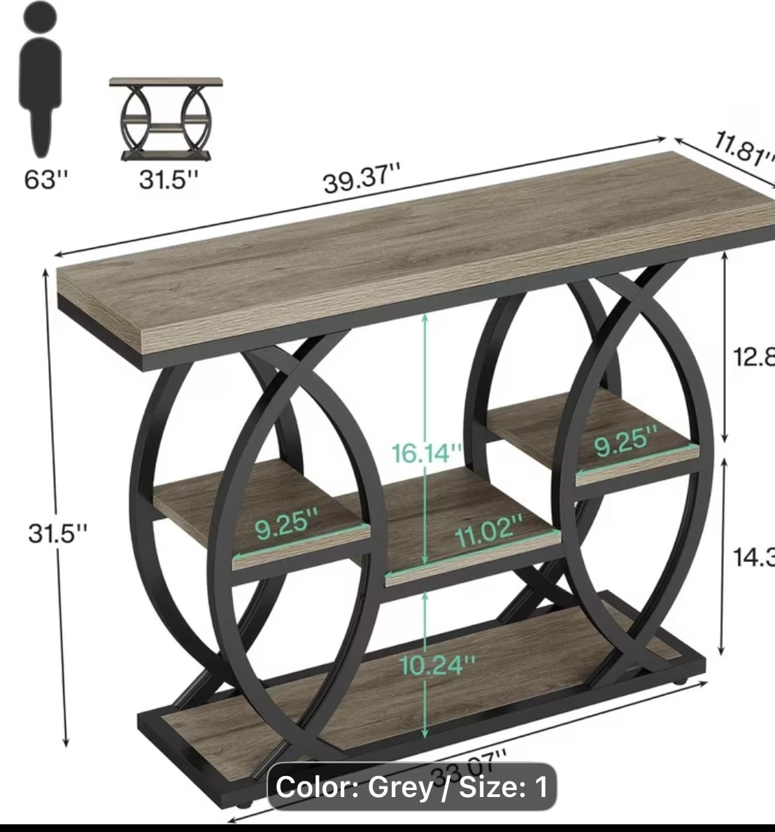 Modern Geometric Console Table – Grey - photo 3