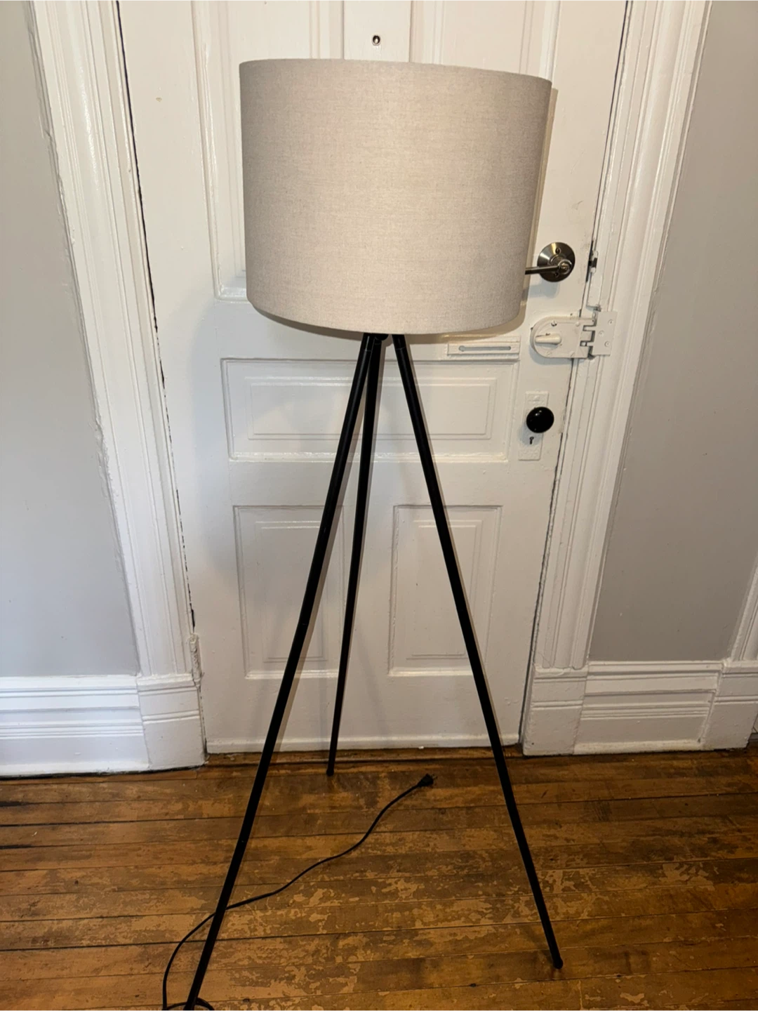 Matching Black Tripod Floor Lamp + Table Lamp Set