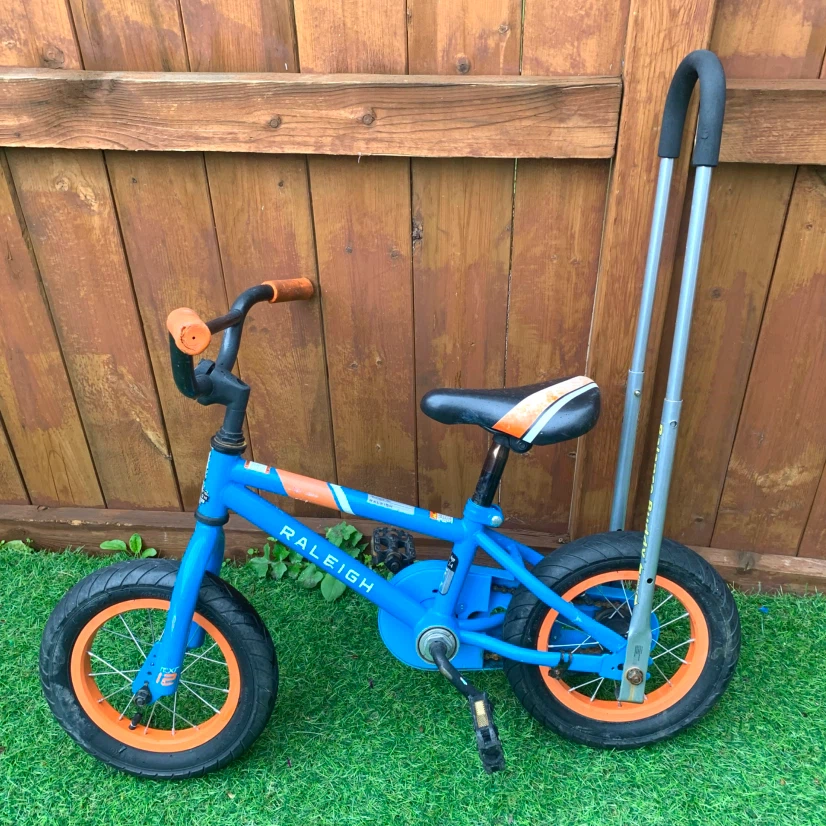 Kids Bike 12" Wheels Child Bicycle Training Push Handle Blue
