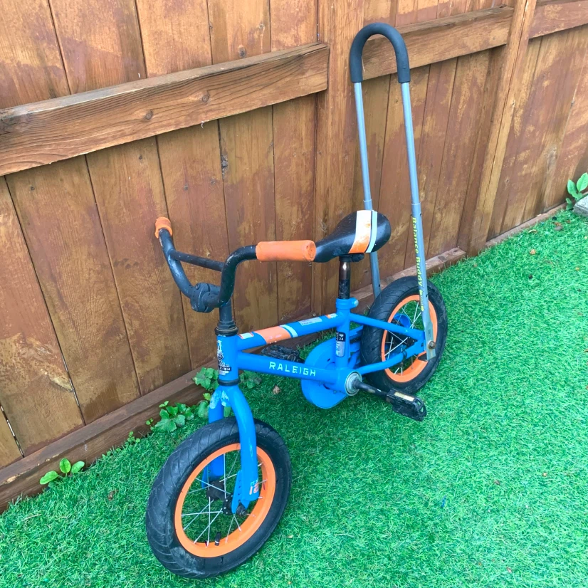 Kids Bike 12" Wheels Child Bicycle Training Push Handle Blue - photo 2