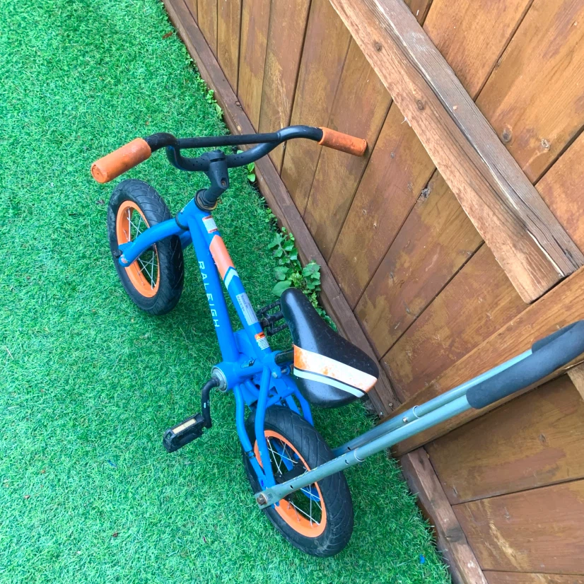 Kids Bike 12" Wheels Child Bicycle Training Push Handle Blue - photo 3