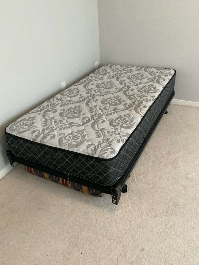 Twin size mattress and metal bed frame