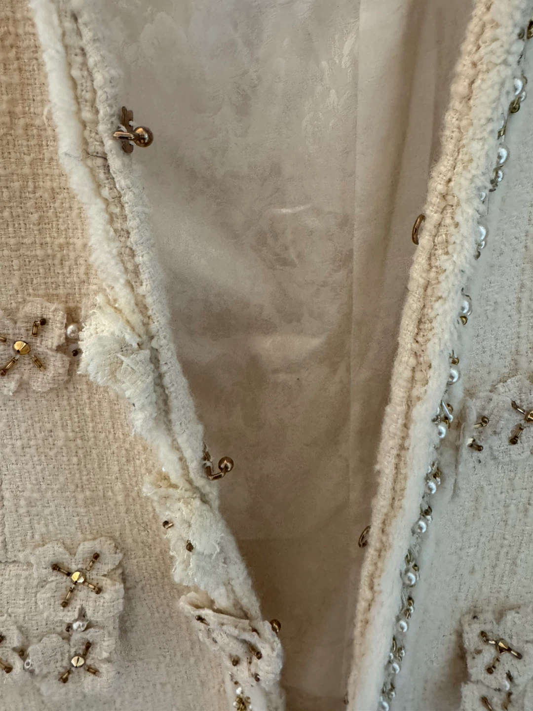 Beaded Cream Tweed Two-Piece Skirt Set - photo 5