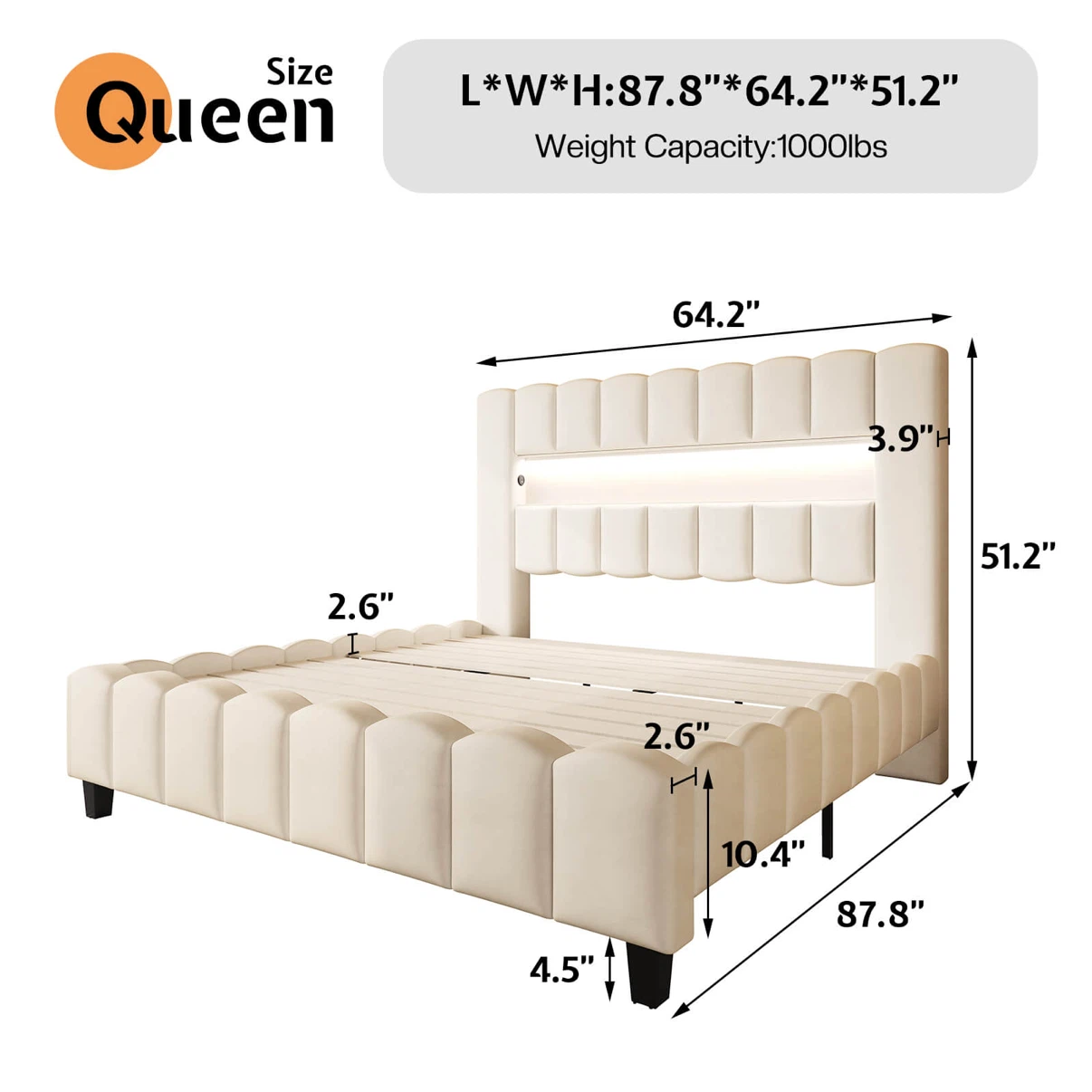Queen Fenwick Velvet Bed Frame - photo 2
