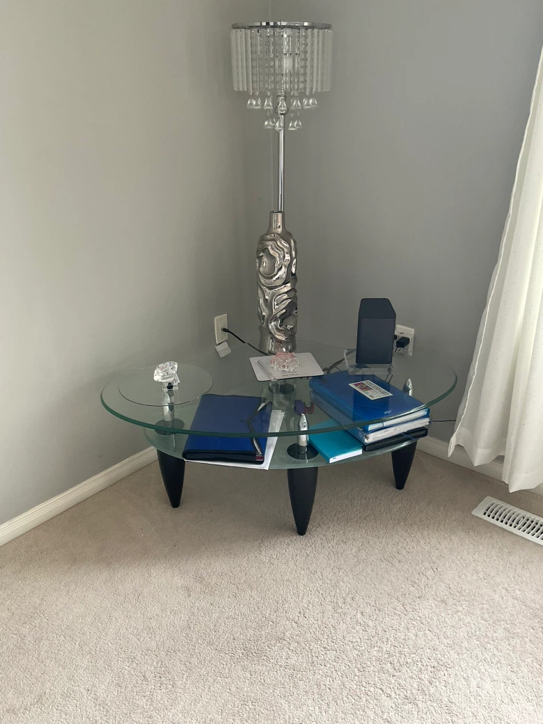 Glass top coffee table with black legs - photo 2