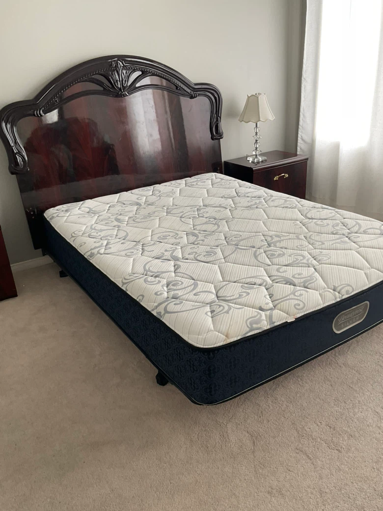 Beautyrest Silver Mattress and Wooden Headboard