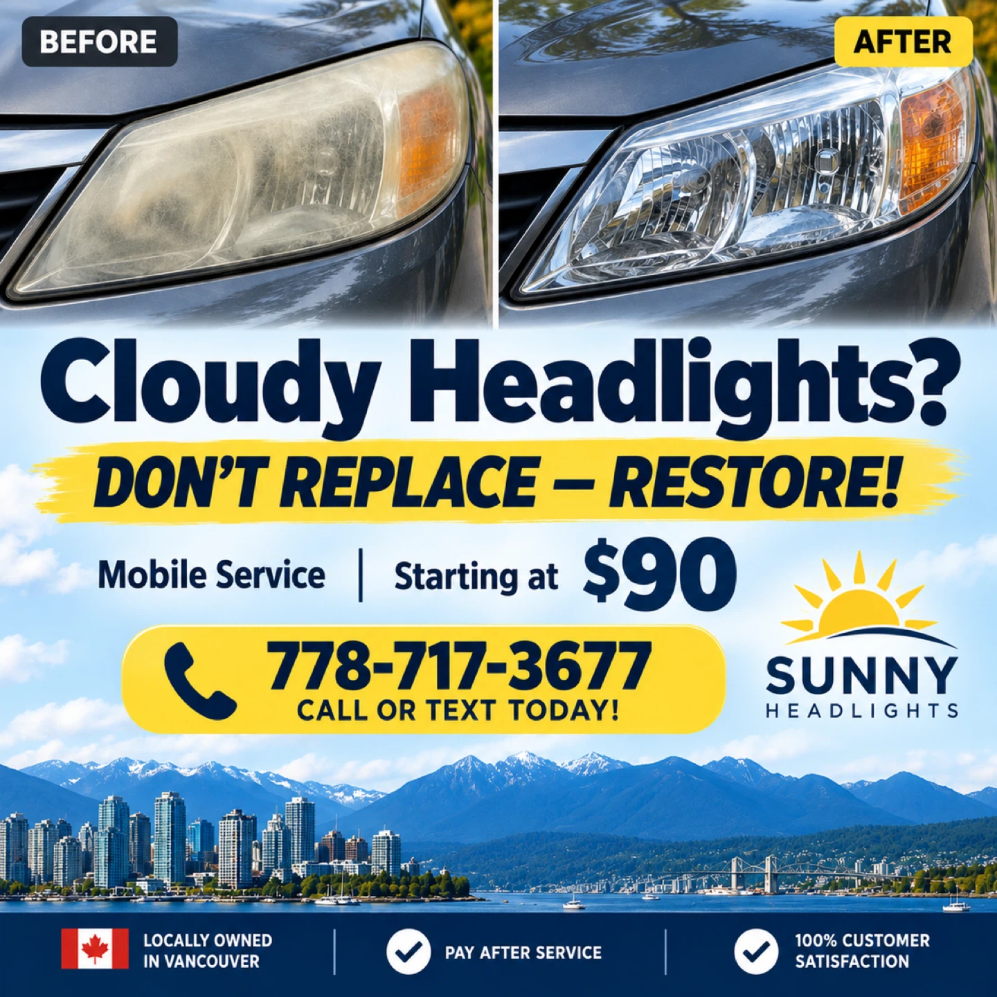 Cloudy Headlight Restoration Service
