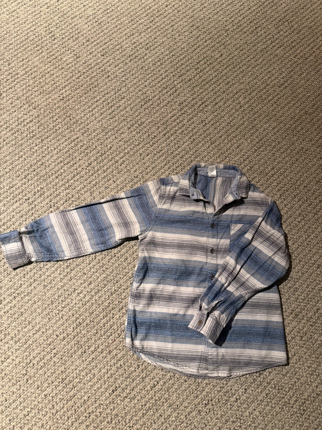 Cat & Jack Boys Blue Striped Long-Sleeve Shirt Size 12