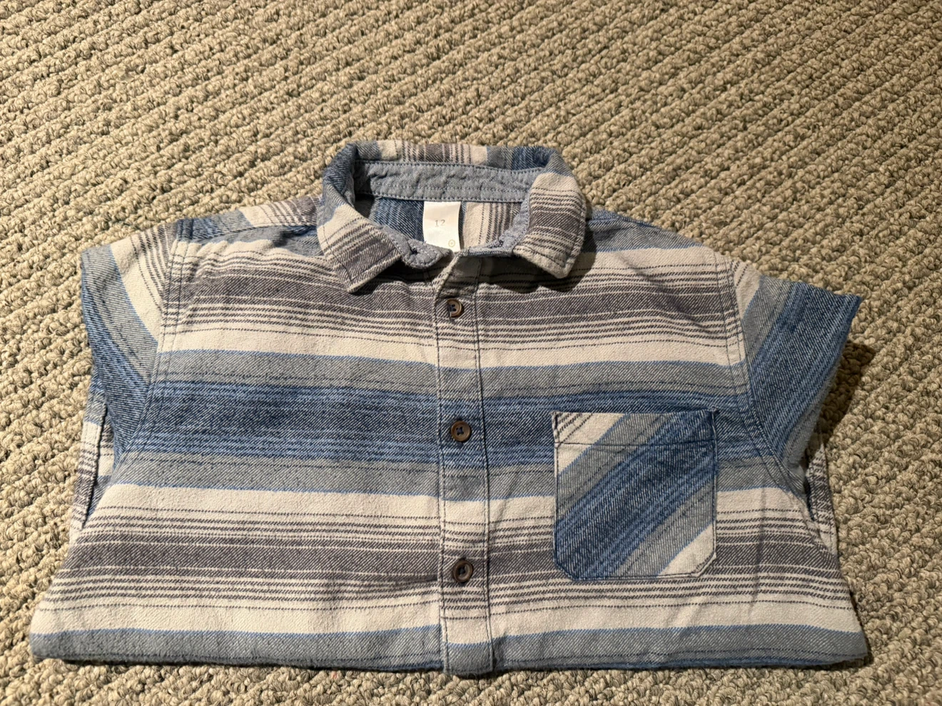 Cat & Jack Boys Blue Striped Long-Sleeve Shirt Size 12 - photo 2