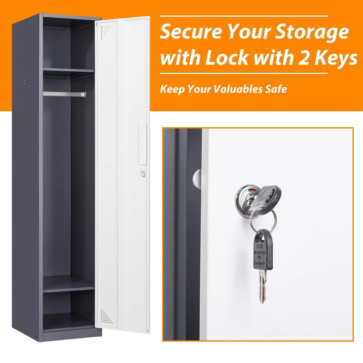 Metal Lockable Cabinet with Door Steel Storage Locker - photo 3
