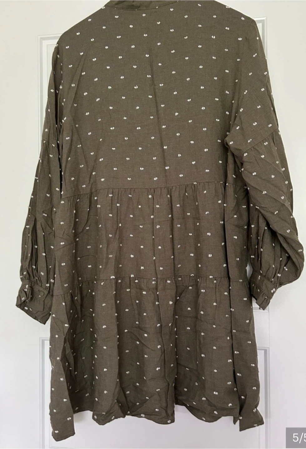 Zara Olive Green Polka Dot Tiered Dress - photo 3