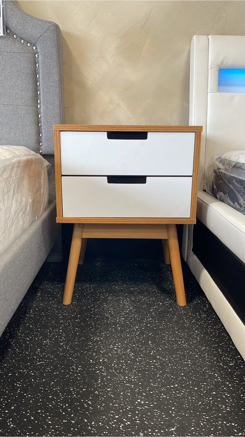2-Drawer Nightstand / Bedside Table – Oak & White