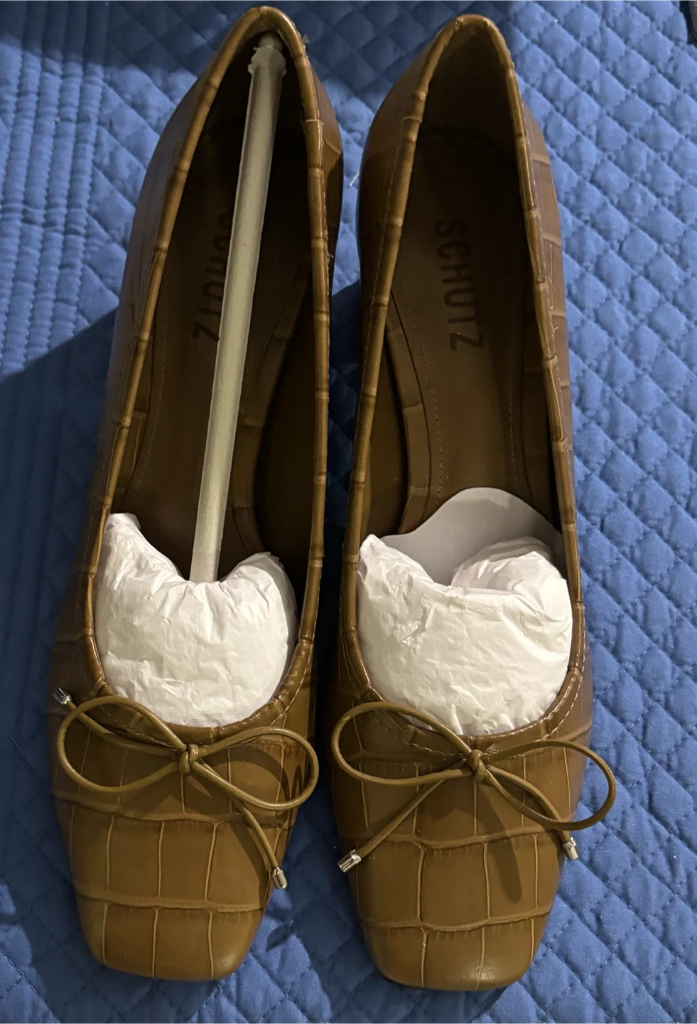 CLEARANCE-Schutz Arissa Block Heels - Pistachio Croco - Size 7B