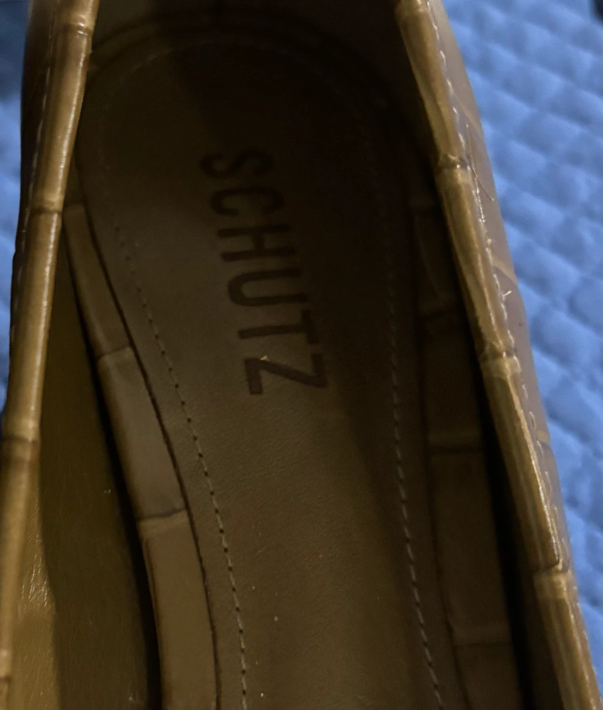 CLEARANCE-Schutz Arissa Block Heels - Pistachio Croco - Size 7B - photo 3