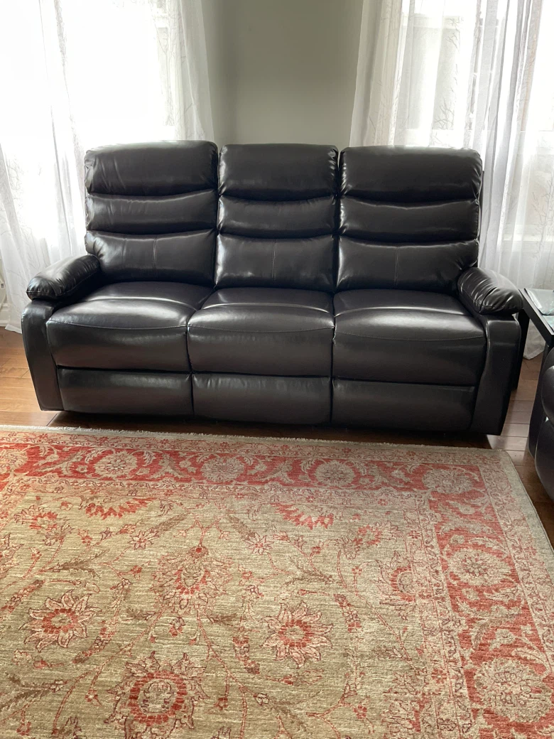 Dark Brown Leather Reclining Sofa