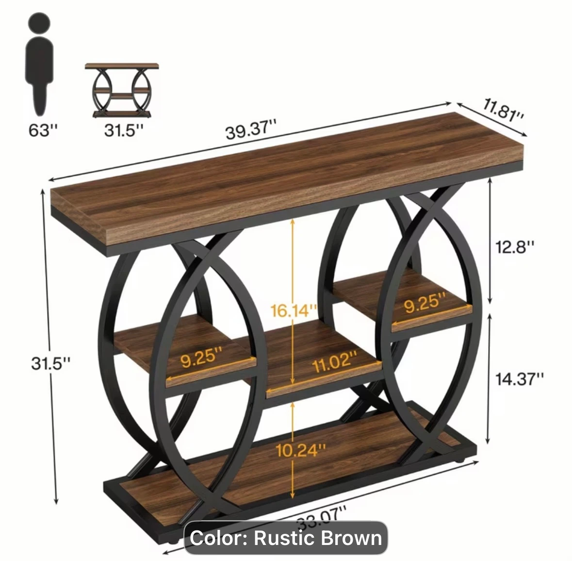 Rustic Brown Console Table – Brand New - photo 3
