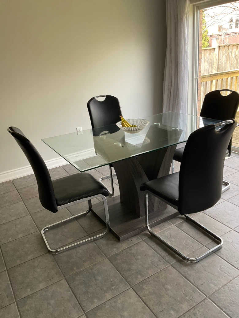 Modern Glass Dining Table with 4 Chairs - photo 2