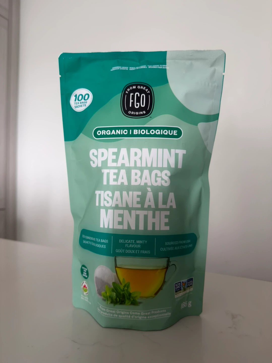 FGO Organic Spearmint 100 Tea Bags