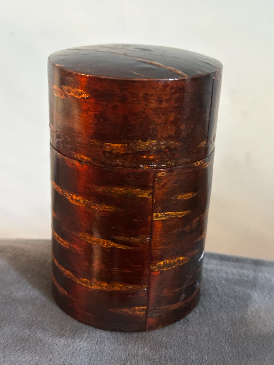 Japanese Tea Caddy Cherry Bark Kotobuki Wooden Matcha Canister