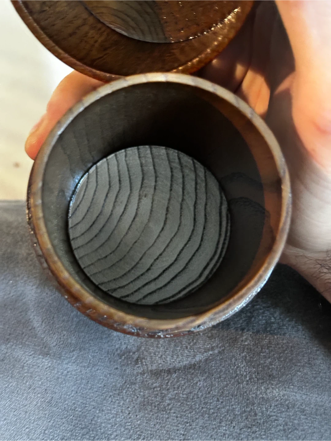 Japanese Tea Caddy Cherry Bark Kotobuki Wooden Matcha Canister - photo 4