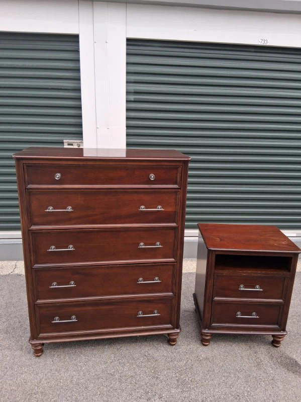 Dark Wood Dresser and Nightstand Set