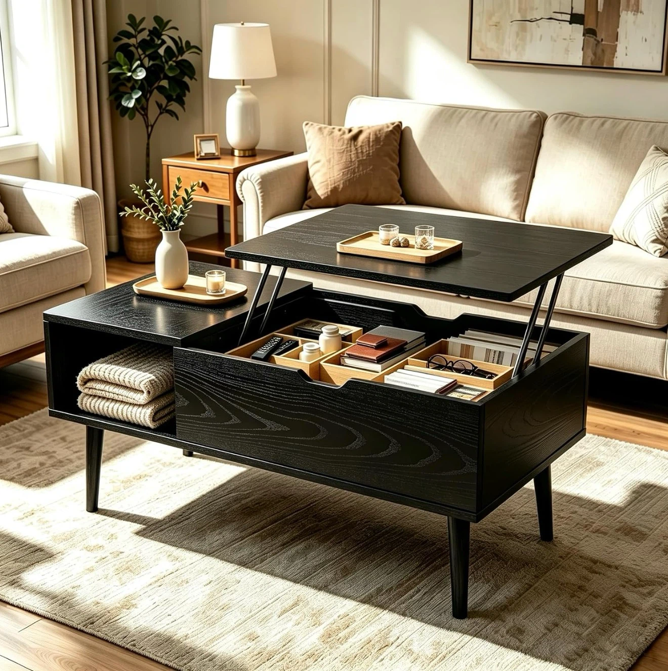 Black Lift-Top Coffee Table