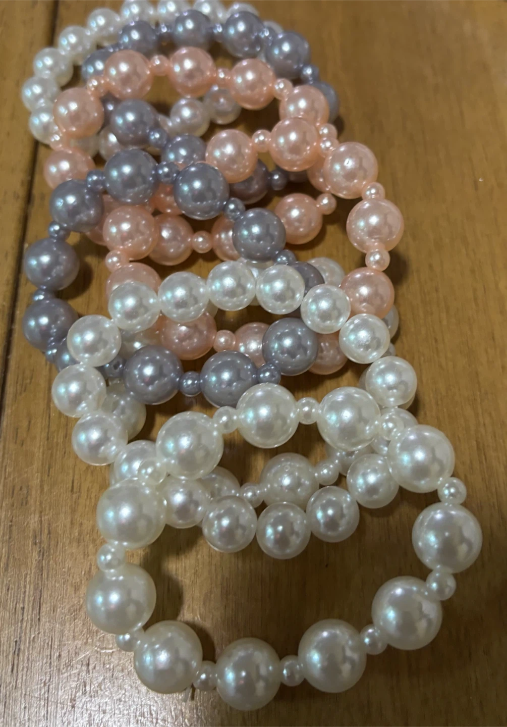 CLEARANCE-Set of 7 Faux Pearl Stretch Bracelets
