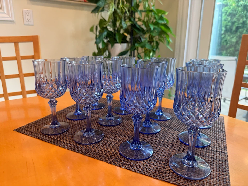 Set of 12 New Blue Plastic Goblets
