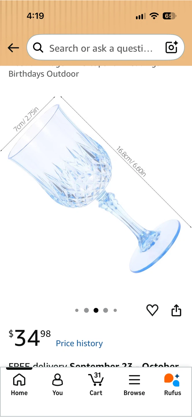 Set of 12 New Blue Plastic Goblets - photo 5