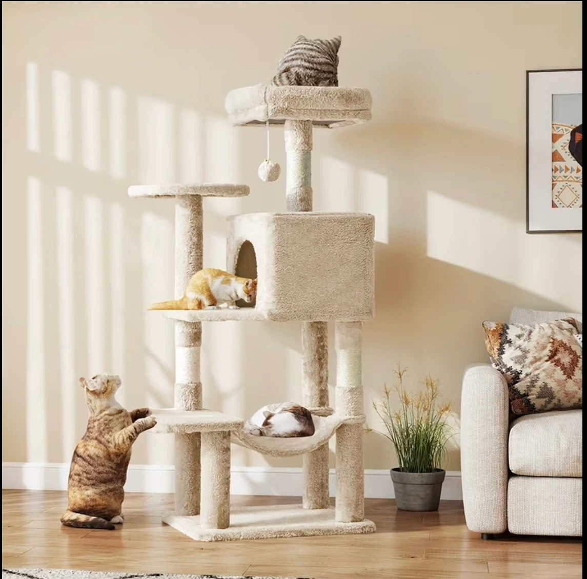 Brand New Beige Multi-Level Cat Tree Tower