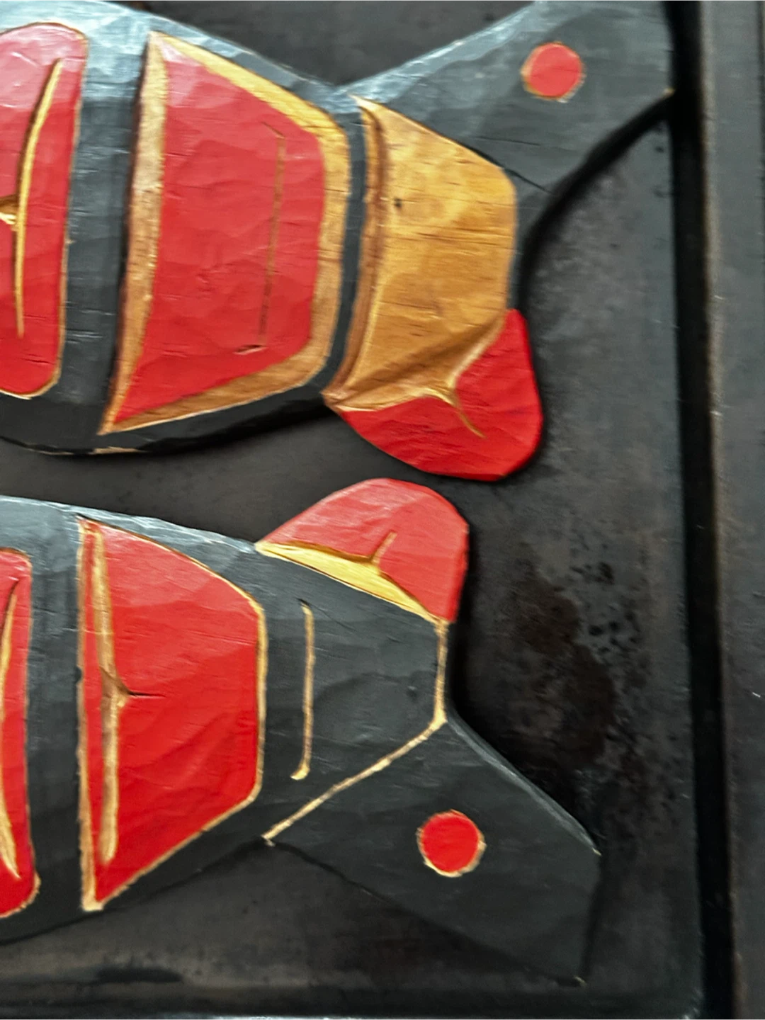Pair of Coast Salish Salmon Carvings by J. Joe - photo 2