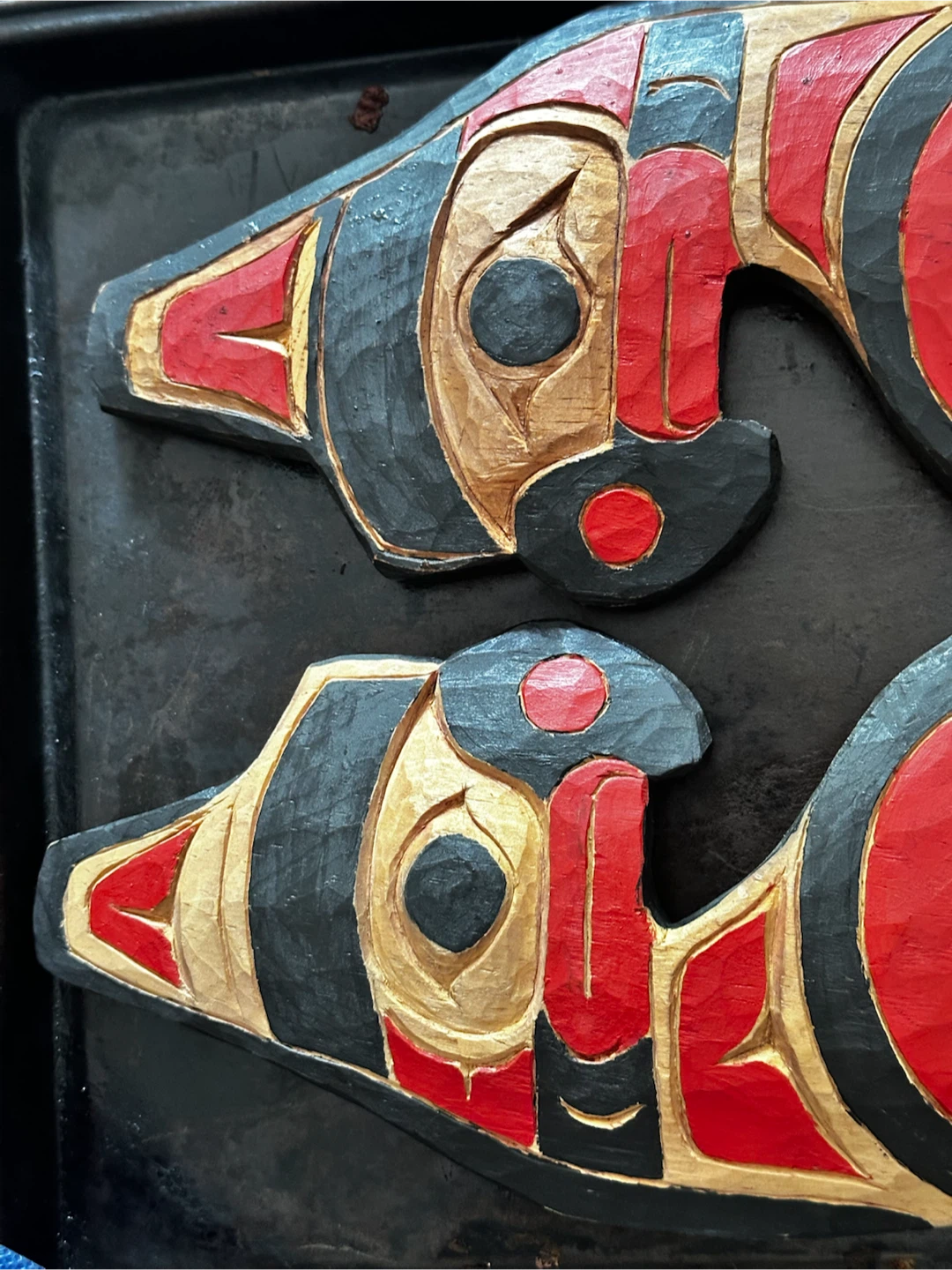 Pair of Coast Salish Salmon Carvings by J. Joe - photo 4