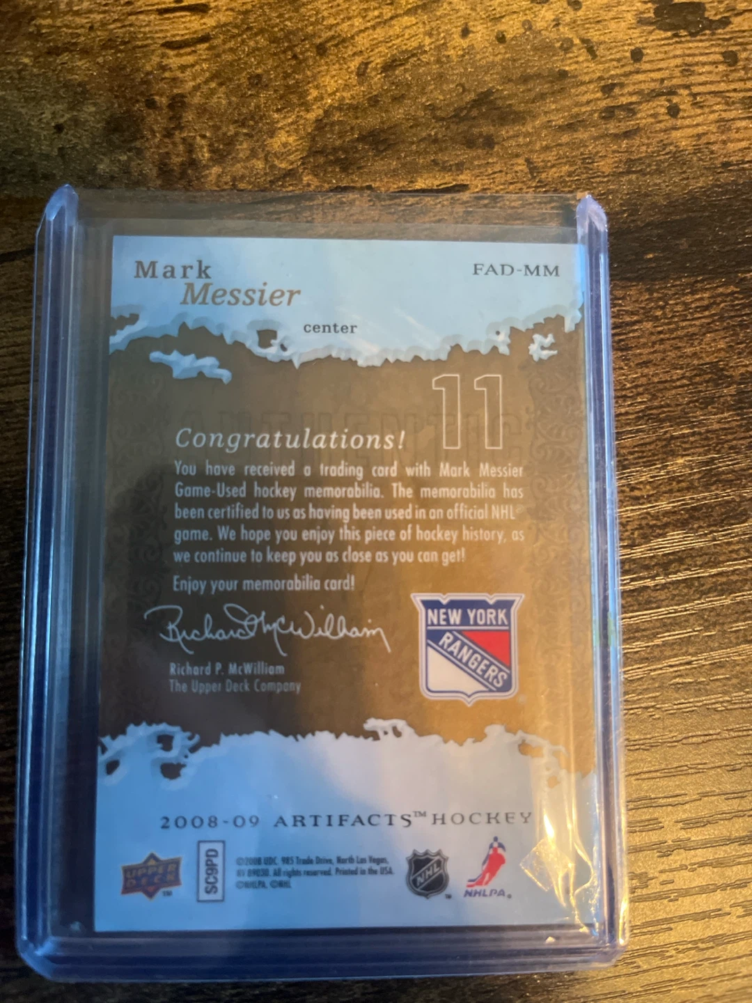 2008-09 Mark Messier Frozen Artifacts Jersey Patch Card - photo 2