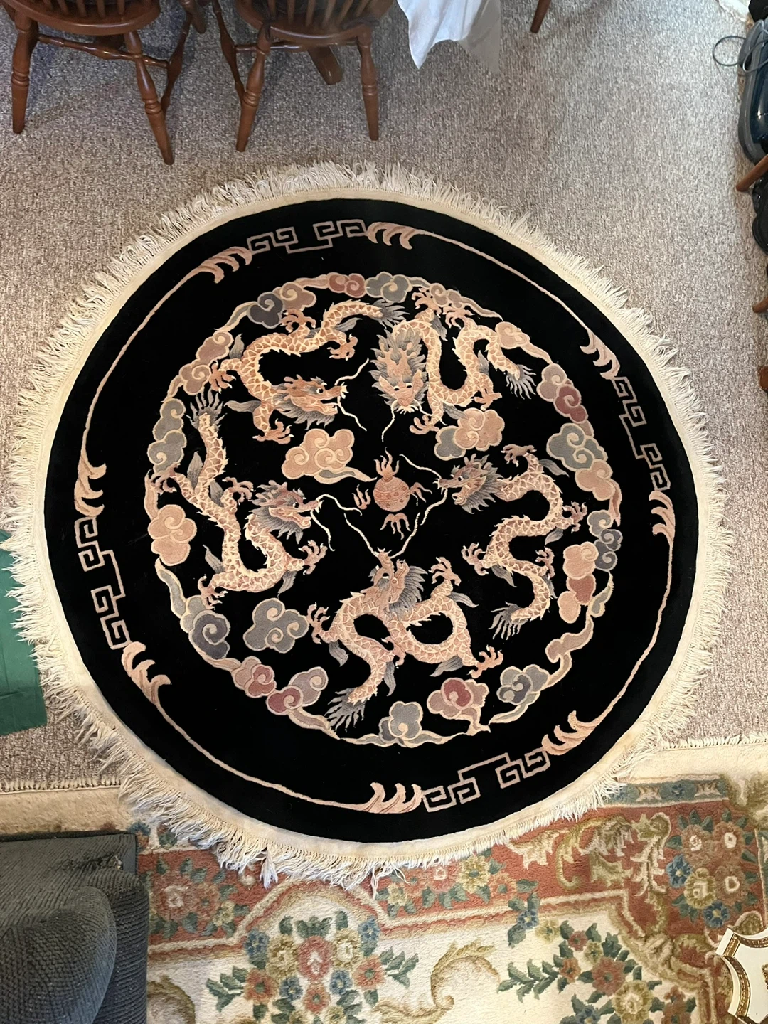 Stunning imperial hand knotted 5 dragon vintage rug - photo 2