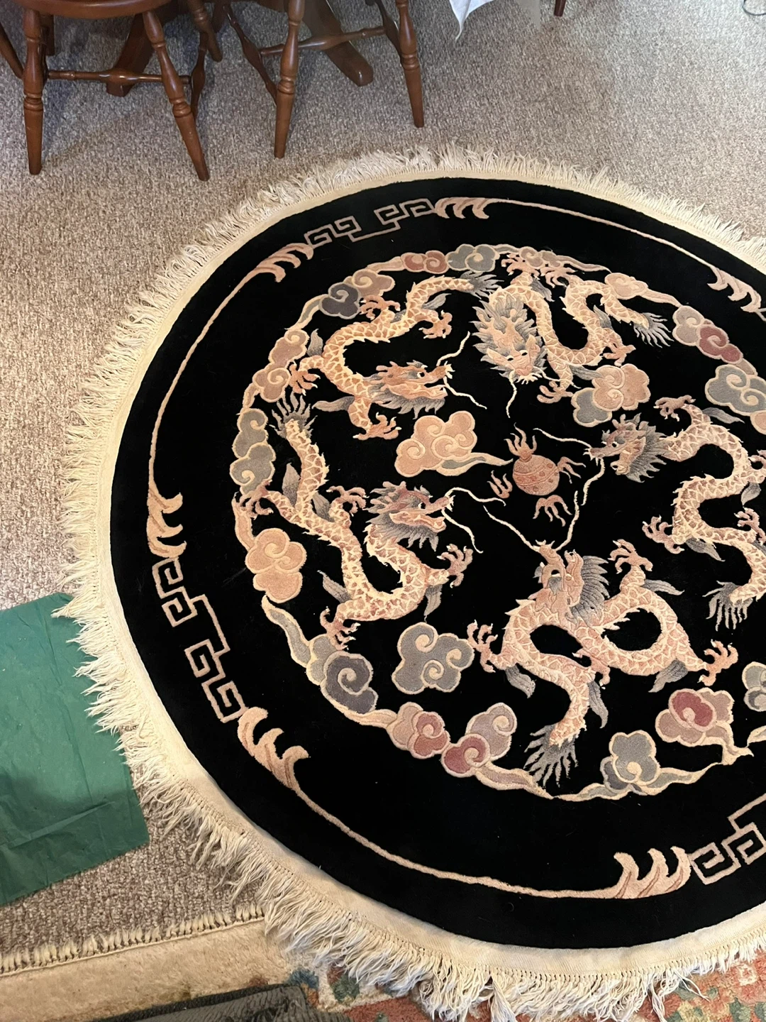 Stunning imperial hand knotted 5 dragon vintage rug - photo 4