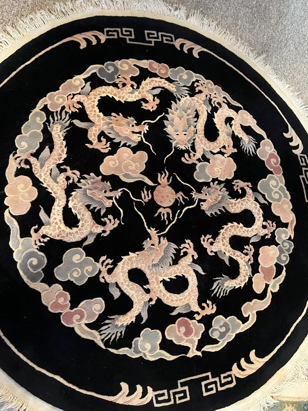 Stunning imperial hand knotted 5 dragon vintage rug - photo 5