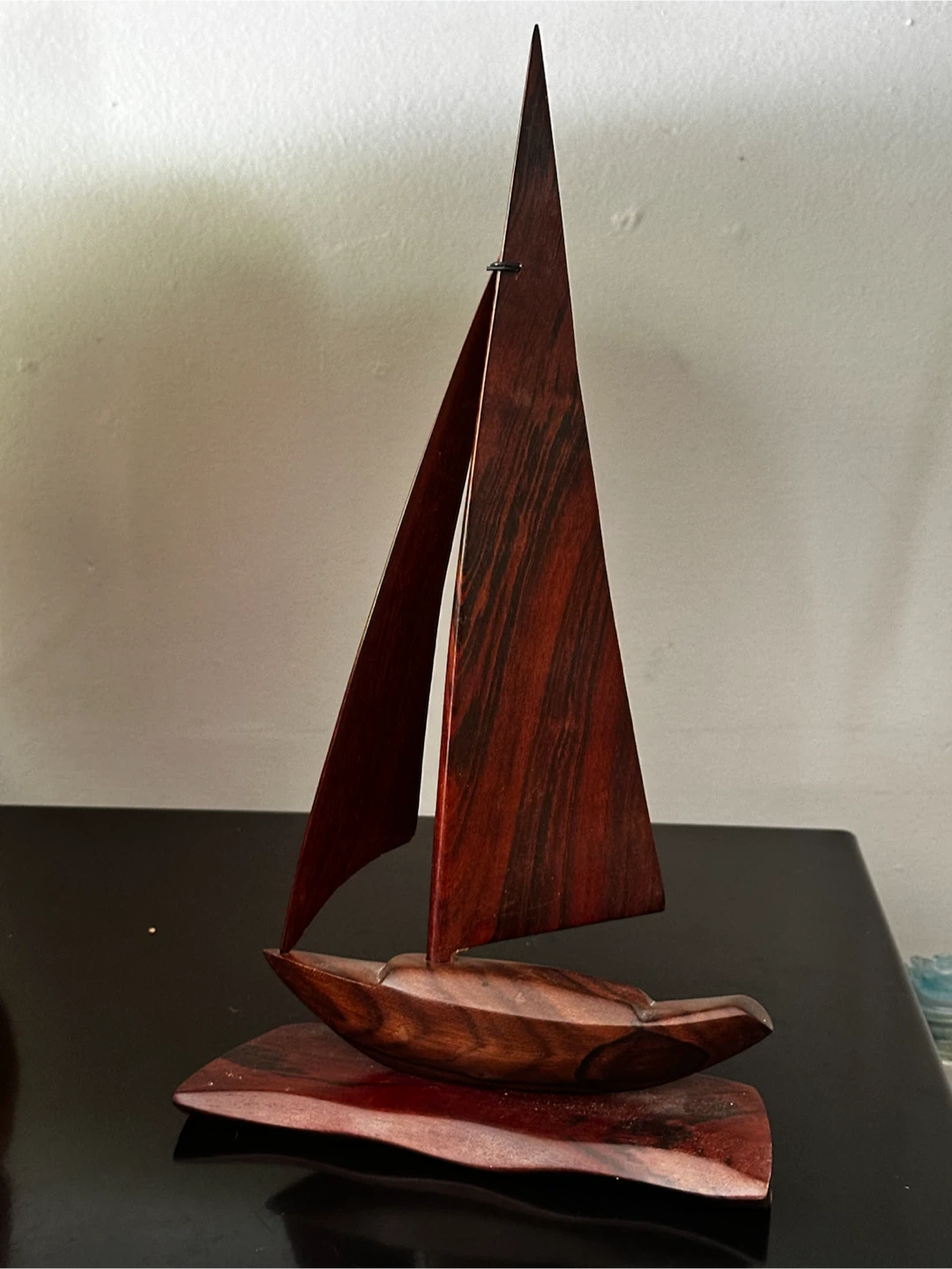 Vintage Cocobolo Wood Sailboat Sculpture 11.25”