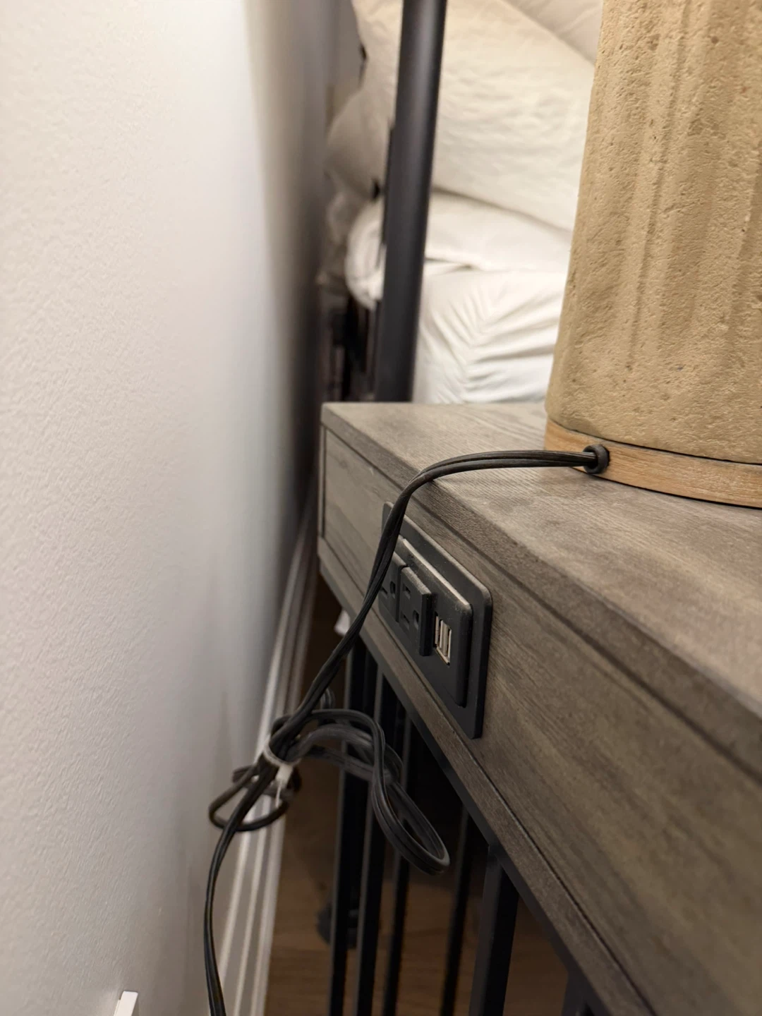 Nightstand with built in electrical outlet - photo 3