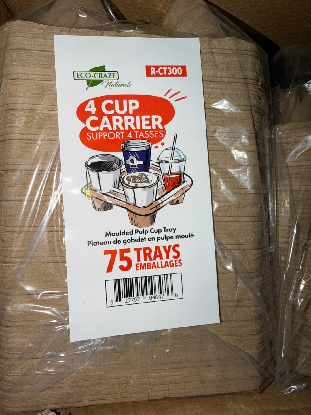 75 pcs Eco-Craze Naturals 4 Cup Carriers