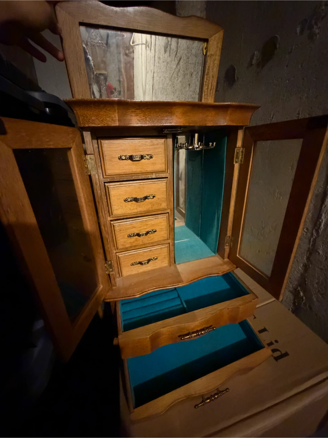 Wooden Jewelry Armoire with Mirror - photo 2