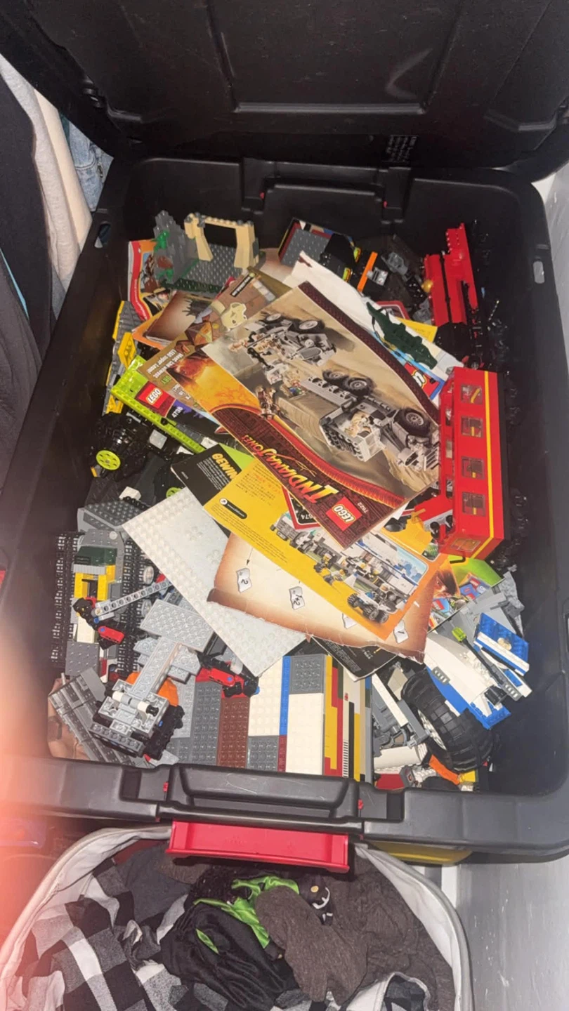 Large Bin of LEGO Sets and Manuals