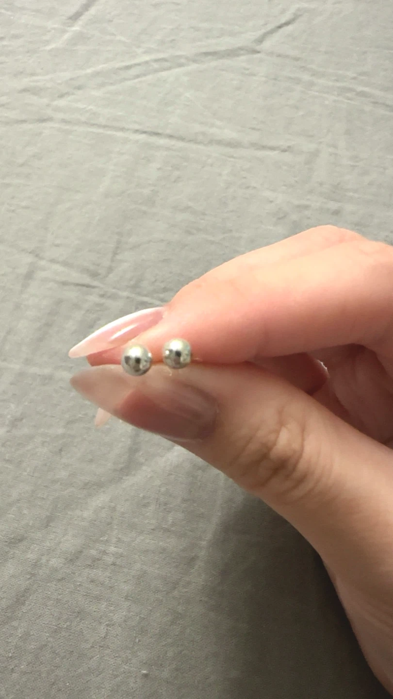 5mm Silver Ball Stud Earrings - photo 2