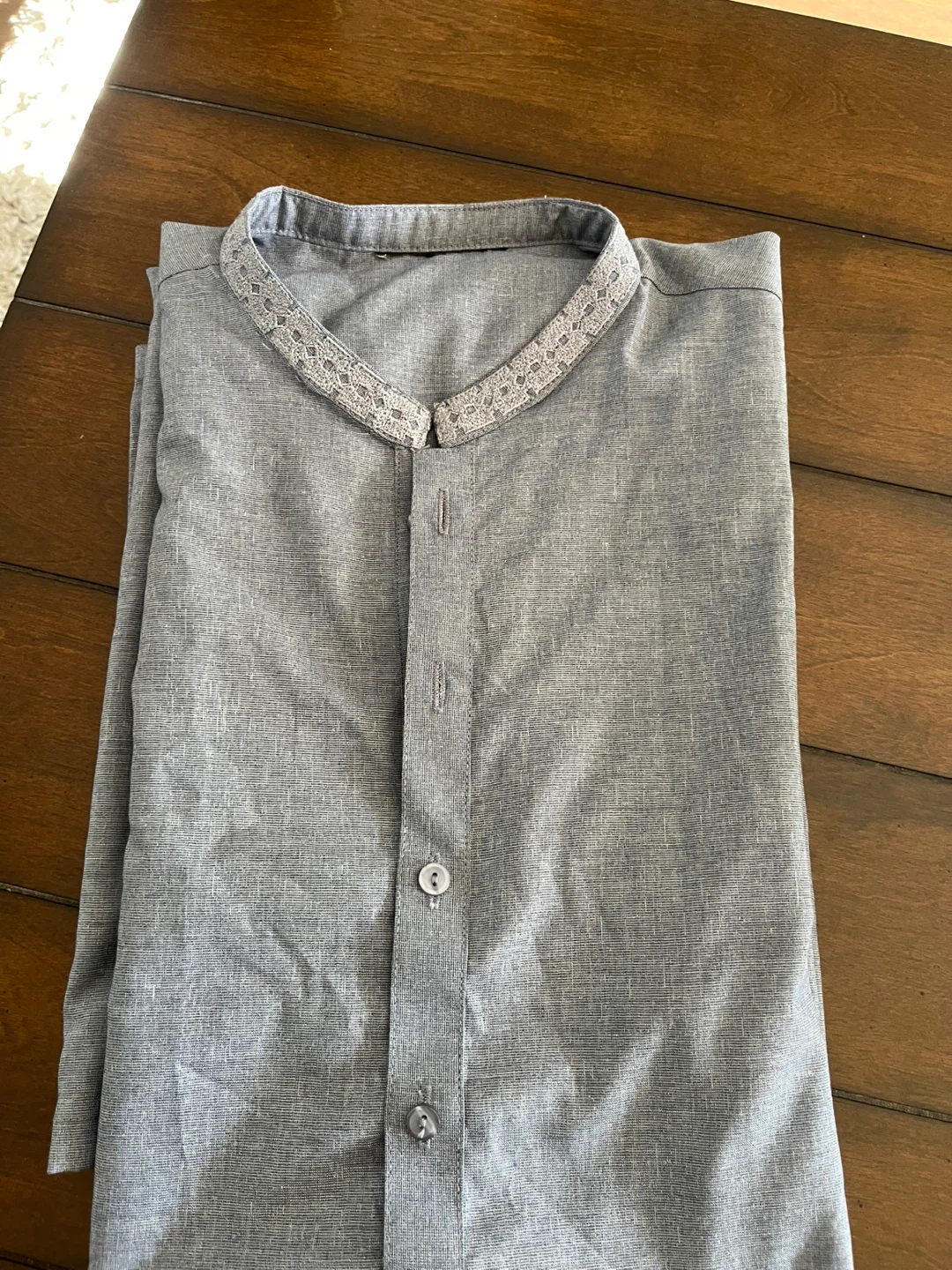 Mens Grey Long Sleeve Kurta - photo 2