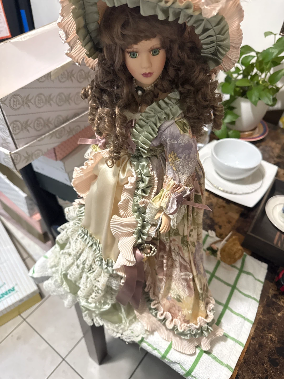 Vintage Florence Style Porcelain Doll W/ stand and certificate