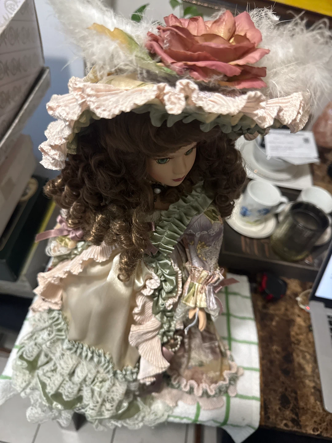 Vintage Florence Style Porcelain Doll W/ stand and certificate - photo 3