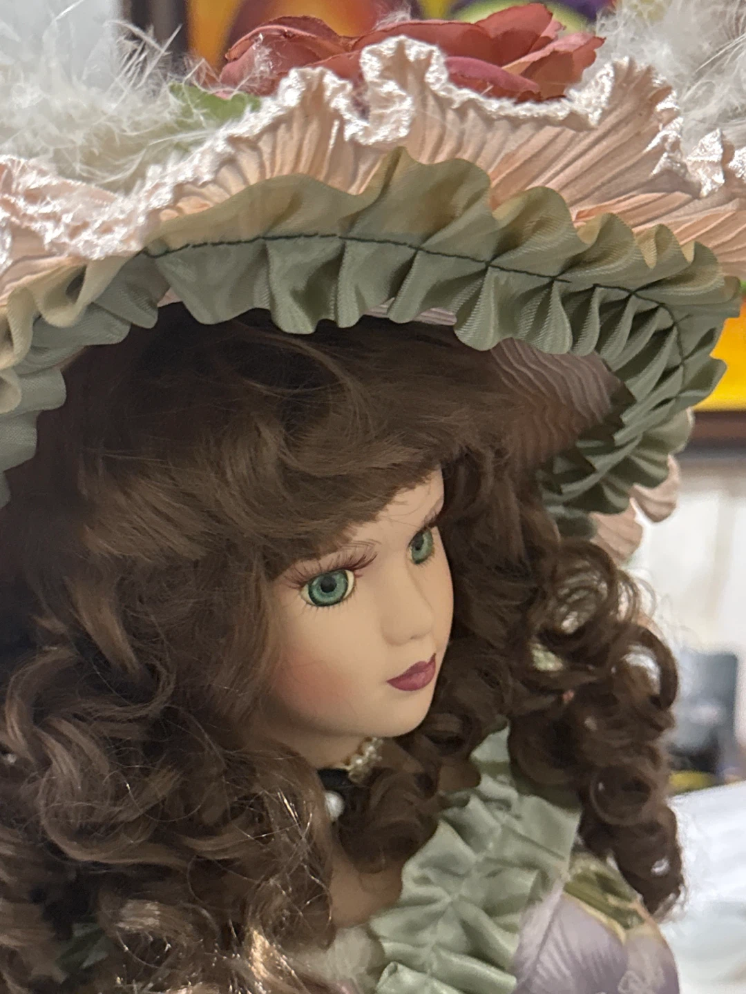 Vintage Florence Style Porcelain Doll W/ stand and certificate - photo 4