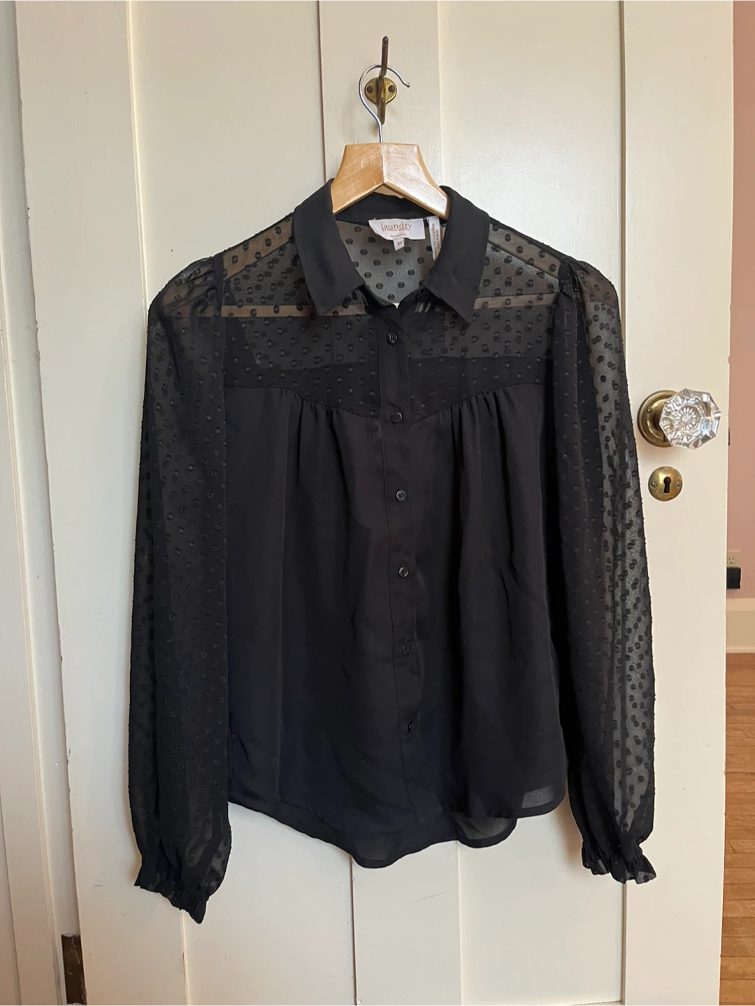 Laundry by Shelli Segal Black Swiss Dot Blouse