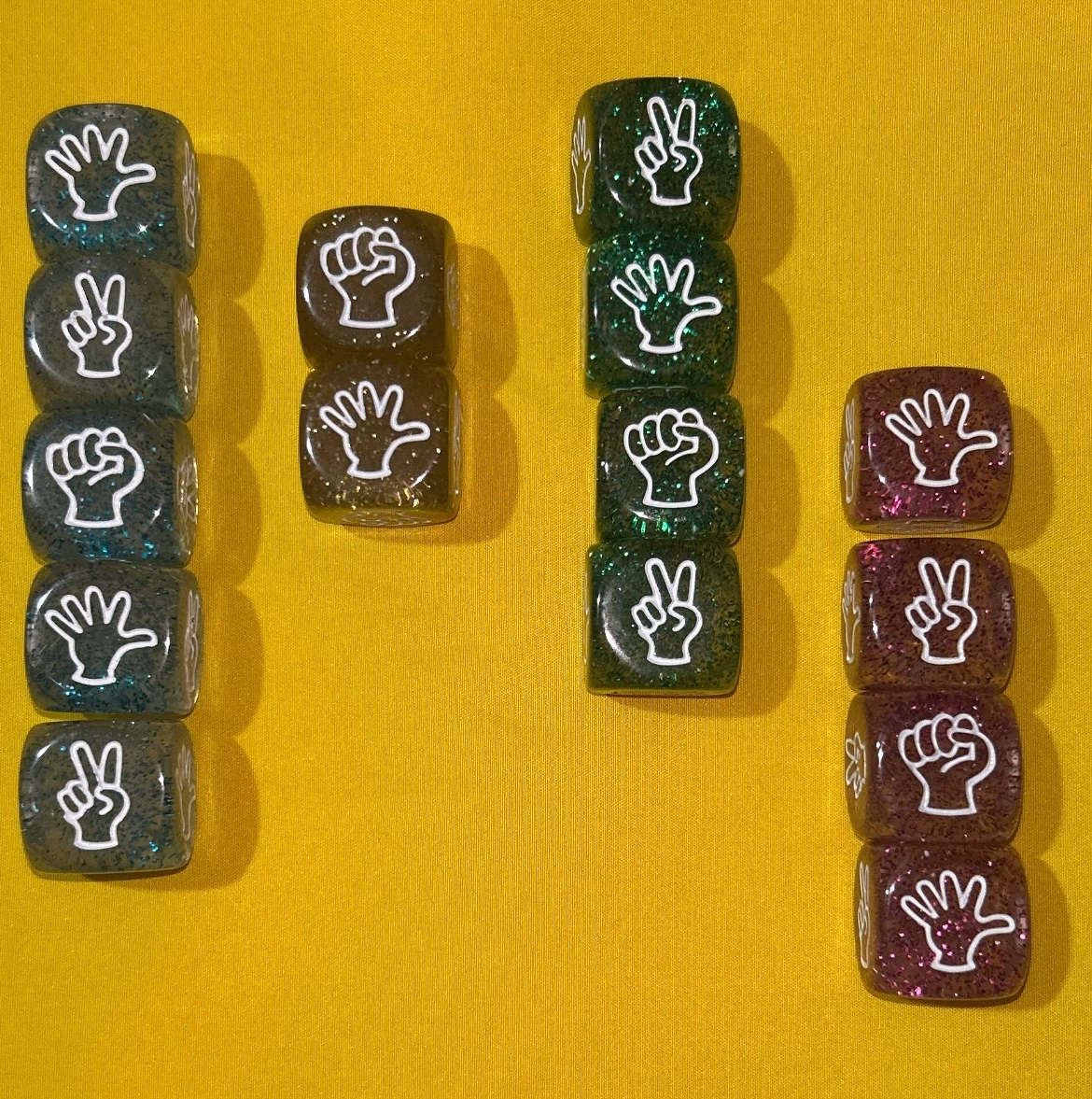 Rock Paper Scissors Glitter Dice Set